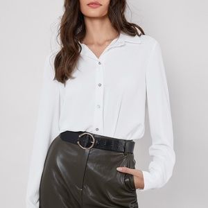 WHITE BUTTON-DOWN BLOUSE SIZE MEDIUM 6